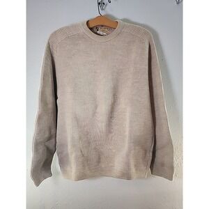 Vtg The Emporium Austrian 100% Wool Beige Crewneck Knit Sweater Med Unisex 1960s